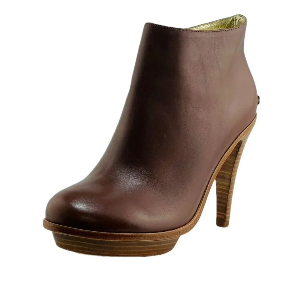 Elaine Turner Womens Brown Leather Ankle Boots Size 8.5 - Picture 9 of 13